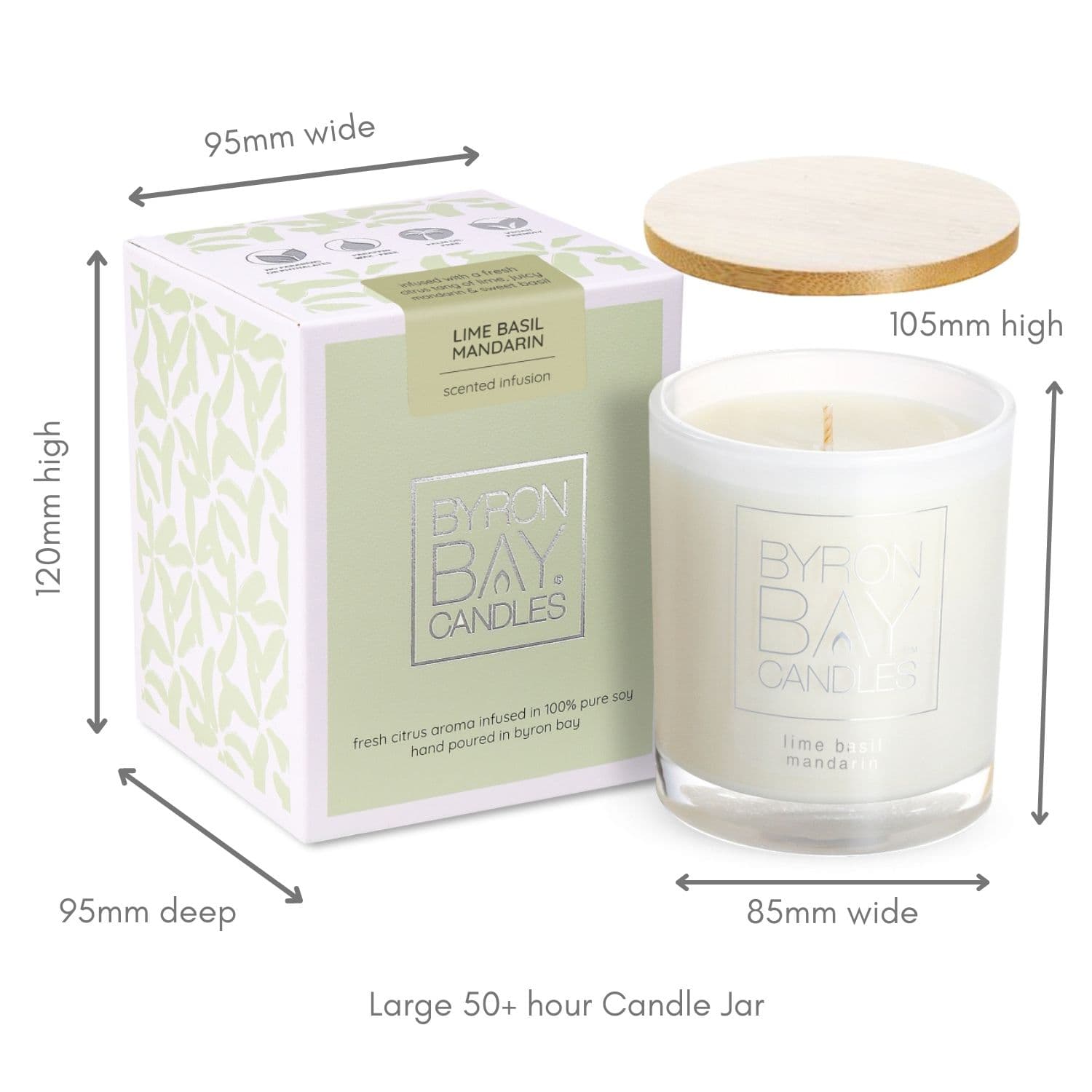 Lime Basil Mandarin 50 hour candle measurements